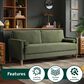 Lifestyle Solutions Langford Stationary Velvet Sofa in Olive, , large