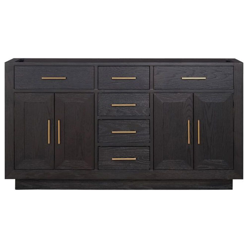 Lexora Home Abbey 60&quot; Double Bathroom Vanity in Black Oak with 2 cm White Cultured Marble Top and Rectangular Sinks, , large