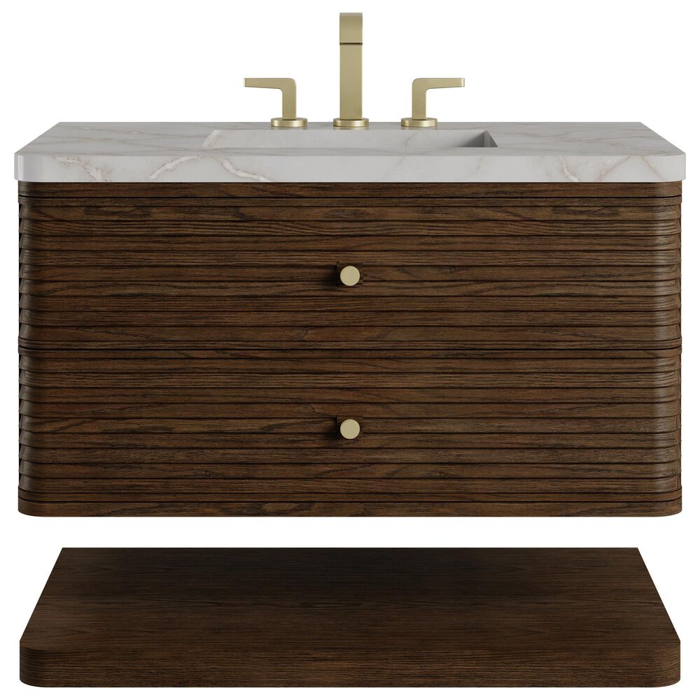 James Martin Allamari 36" Single Bathroom Vanity in Sable with 3 cm Victorian Silver Silestone Top and Rectangular Sink, , large