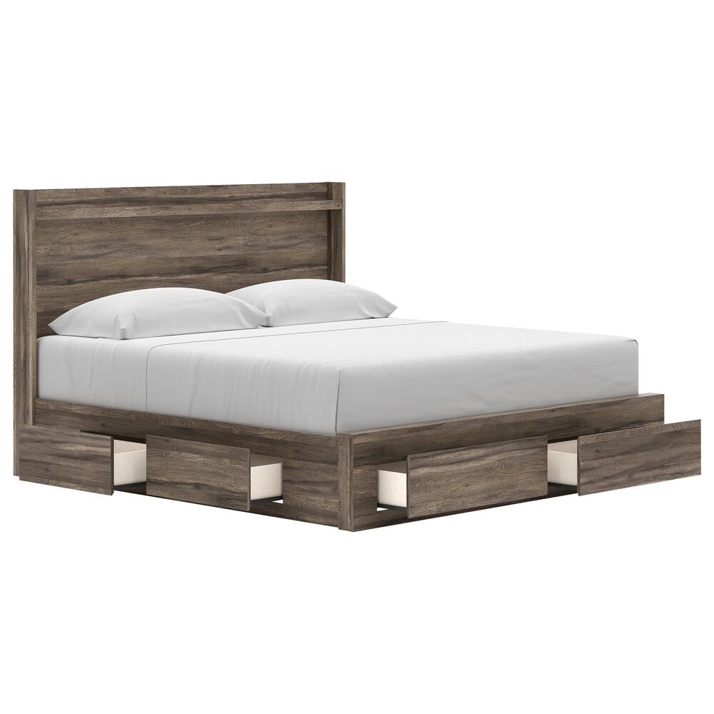 Ashley Elbrim King Storage Bed in Weathered Brown, , large