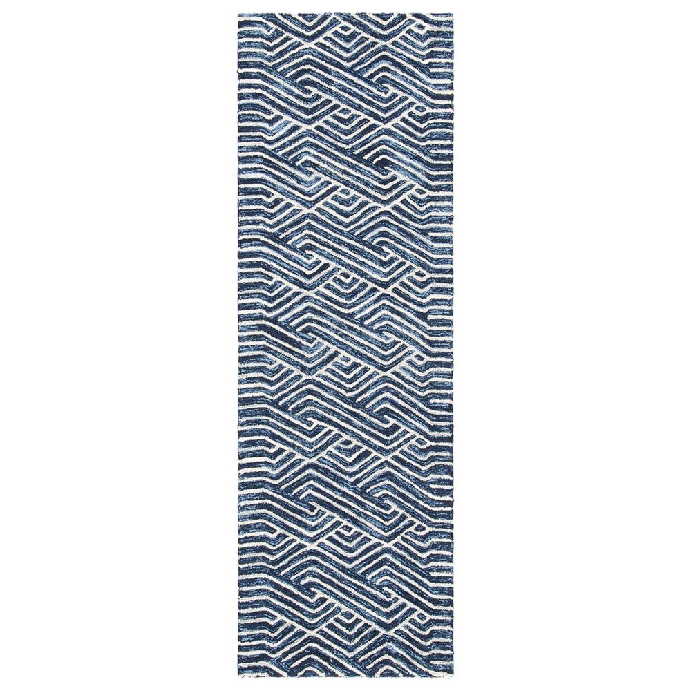 Safavieh Micro-Loop 2"3" x 7" Dark Blue and Ivory Runner, , large