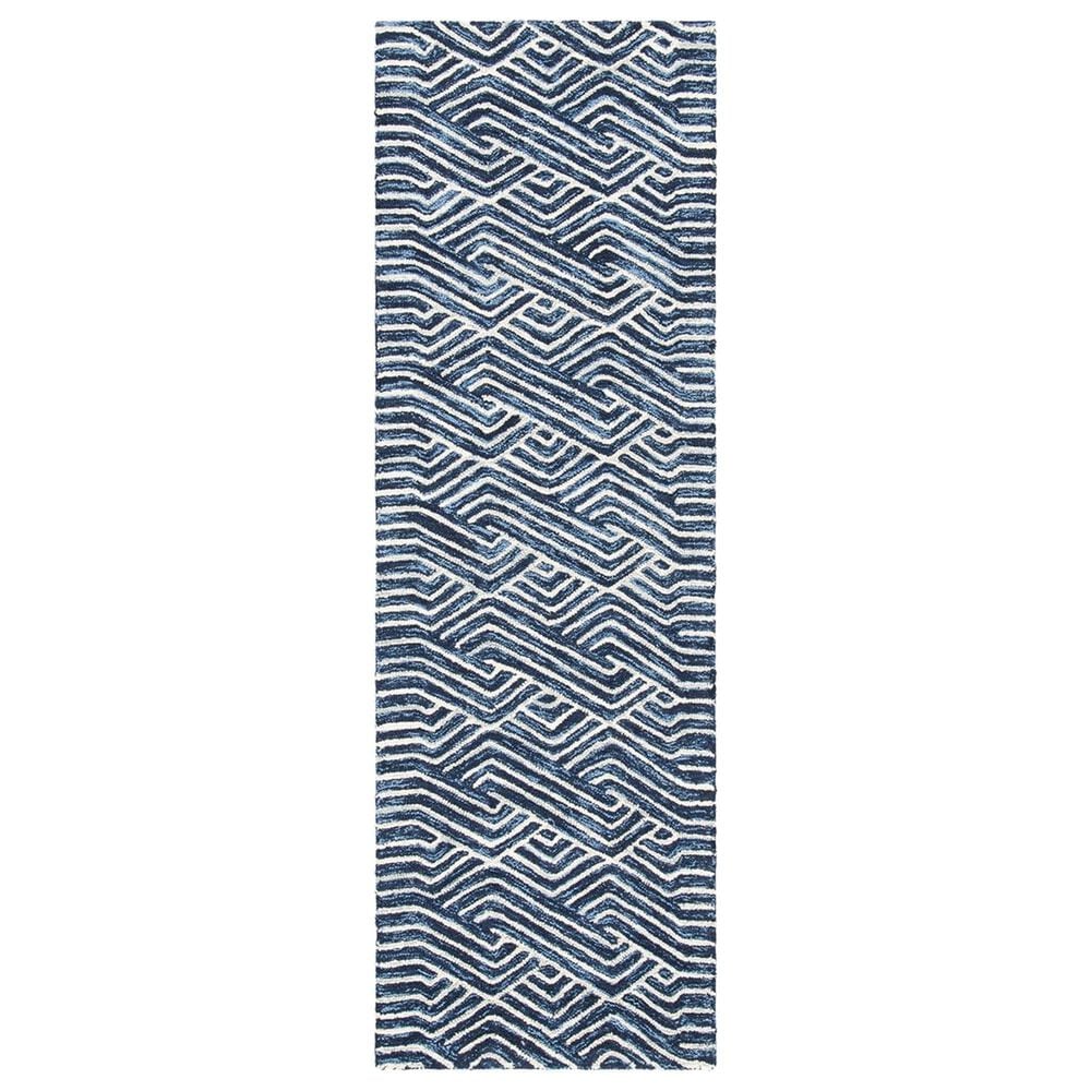 Safavieh Micro-Loop 2"3" x 7" Dark Blue and Ivory Runner, , large