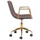 Zuo Modern Eric Office Chair in Brown and Gold, , large