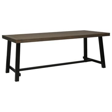 Hearth and Haven Outdoor Wood Dining Table with Slat Top and Metal Base in Gray and Black, , large