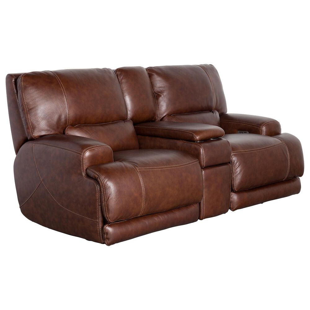 Sienna Designs Power Reclining Console Loveseat with Power Headrest in Longhorn Bramble , , large
