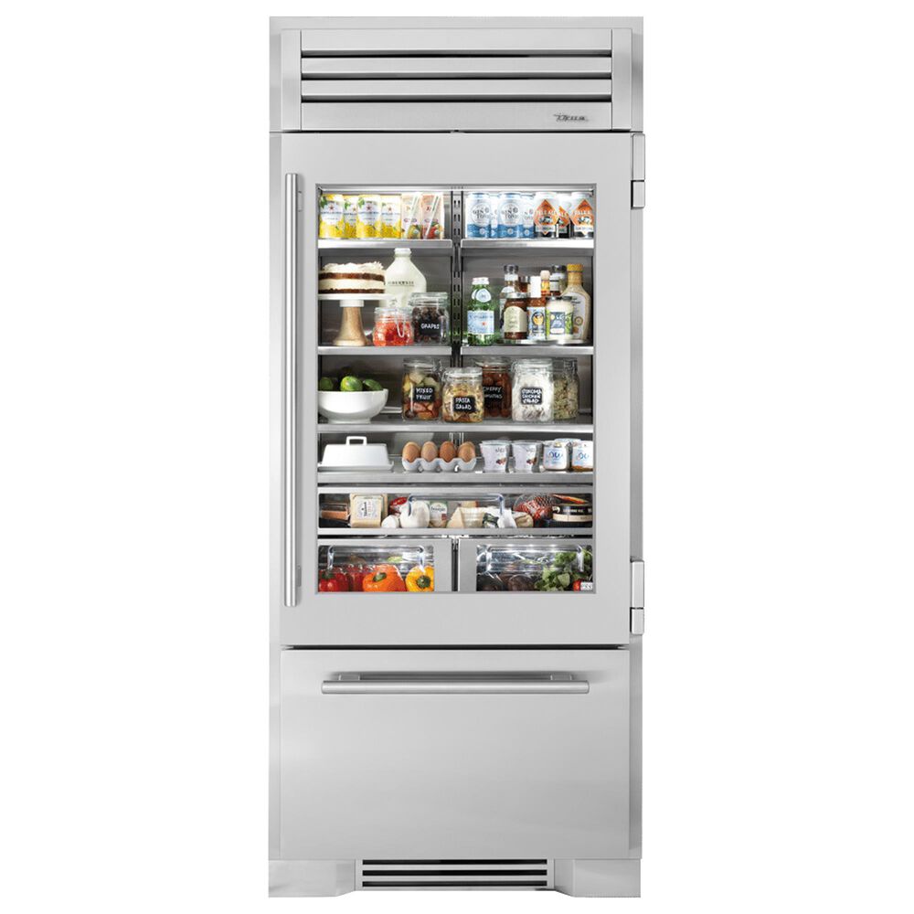 True Residential 22.6 Cu. Ft. Bottom Freezer Refrigerator with Right Hinge and Glass Door in Stainless Steel, , large
