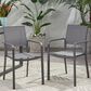 Hearth and Haven Outdoor Modern Aluminum Dining Chair with Mesh Seat in Dark Gray (Set of 2), , large