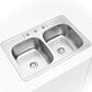 MS International Overmount Double Bowl Kitchen Sink in Brushed Satin, , large