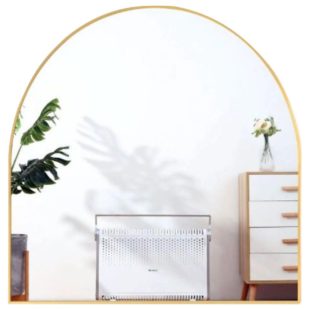 HOMLUX 32" x 34" Decorative Bathroom Wall Mirror in Gold, , large