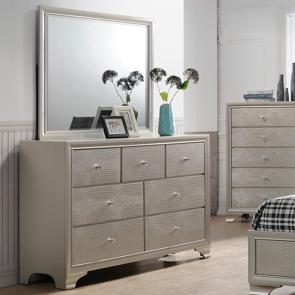 Crown Mark Lyssa 7-Drawer Dresser and Mirror in Champagne, , large