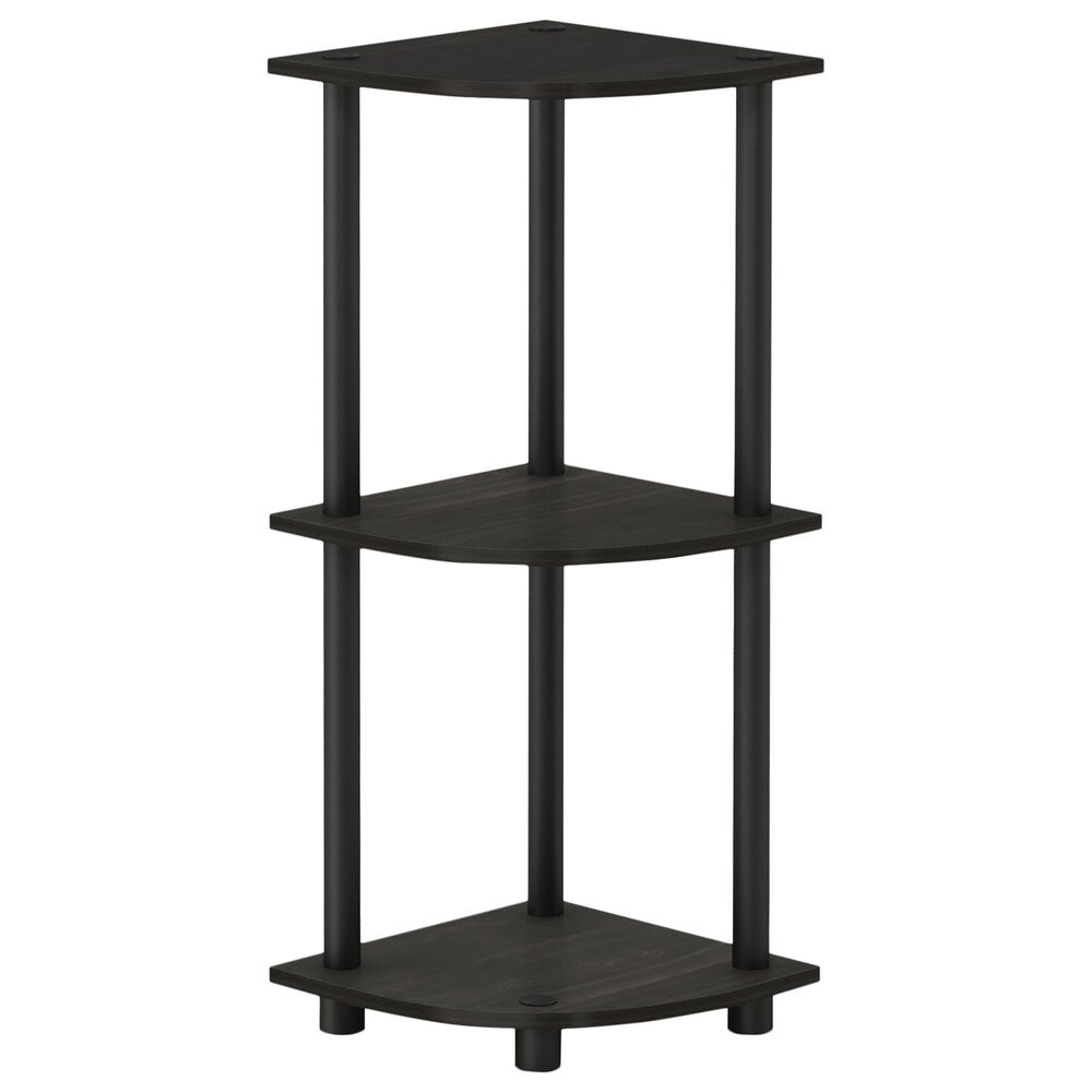 HOMLUX Turn-N-Tube 3-Tier Corner Bookshelf in Espresso and Black, , large