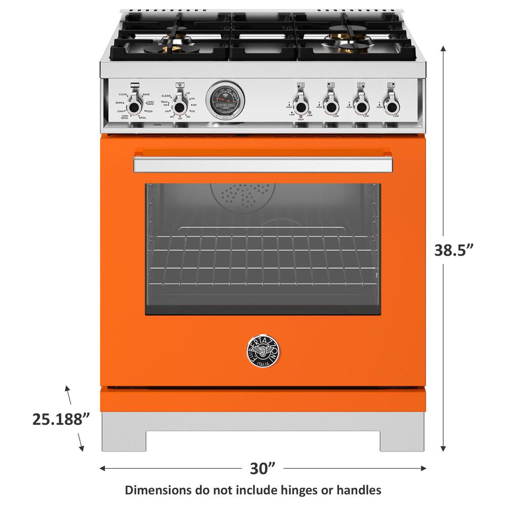 Bertazzoni Professional 4.6 Cu.Ft. Dual Fuel Range in Arancio Glossy, , large