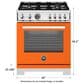 Bertazzoni Professional 4.6 Cu.Ft. Dual Fuel Range in Arancio Glossy, , large