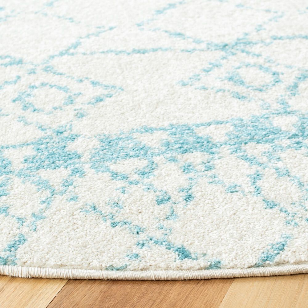 Safavieh Tulum 6&#39;7&quot; Round Ivory and Turquoise Area Rug, , large
