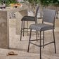 Hearth and Haven Outdoor Rattan Armless Barstool in Grey (Set of 2), , large