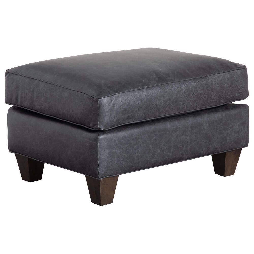 Hickorycraft Leather Ottoman in Dark Gray, , large
