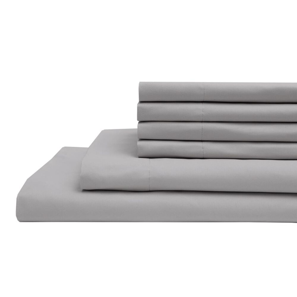 Elite Home Products 6-Piece Queen Sheet Set in Silver, , large