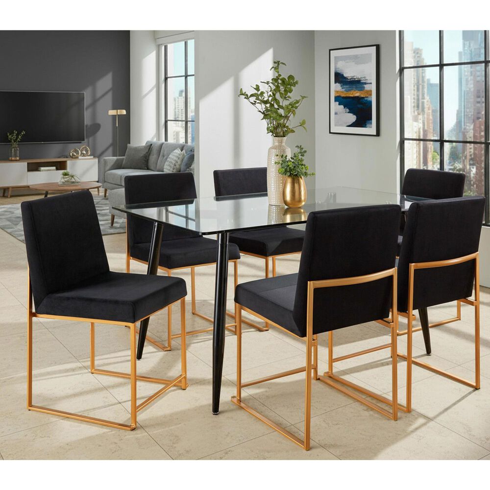 LumiSource Fuji Side Chair with Black Velvet Cushion in Gold (Set of 2), , large