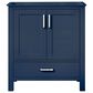 Lexora Home Jacques 30" Single Bathroom Vanity in Navy Blue with 2 cm White Carrara Marble Top and Rectangular Sink, , large