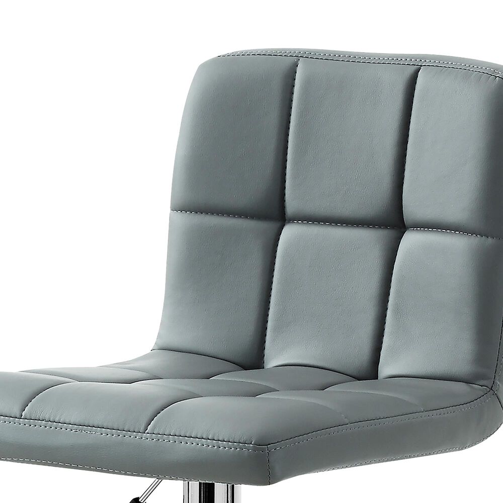 Parkerville Furniture Line Adjustable Quilted Bar Stool with Grey Cushion in Chrome, , large