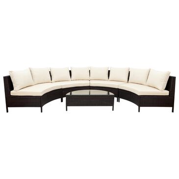 HOMLUX 5 Pieces All-Weather Brown PE Rattan Wicker Sofa Set in Beige, , large