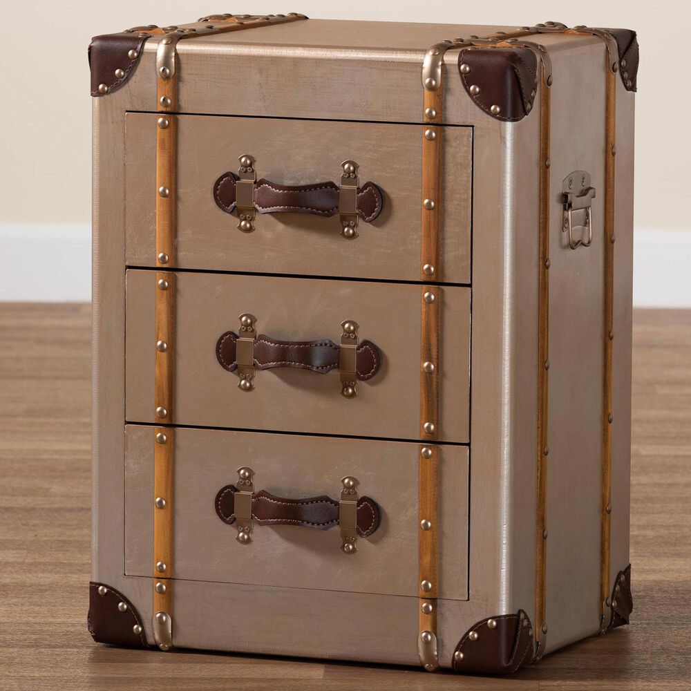 Baxton Studio Naylor 3-Drawer Cabinet in Matte Bronze, , large