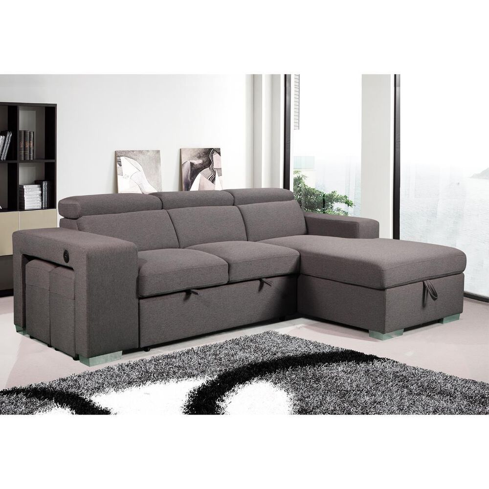 Amalfi Home Furniture Positano 2-Piece Sleeper Sectional in Urban Pepper, , large