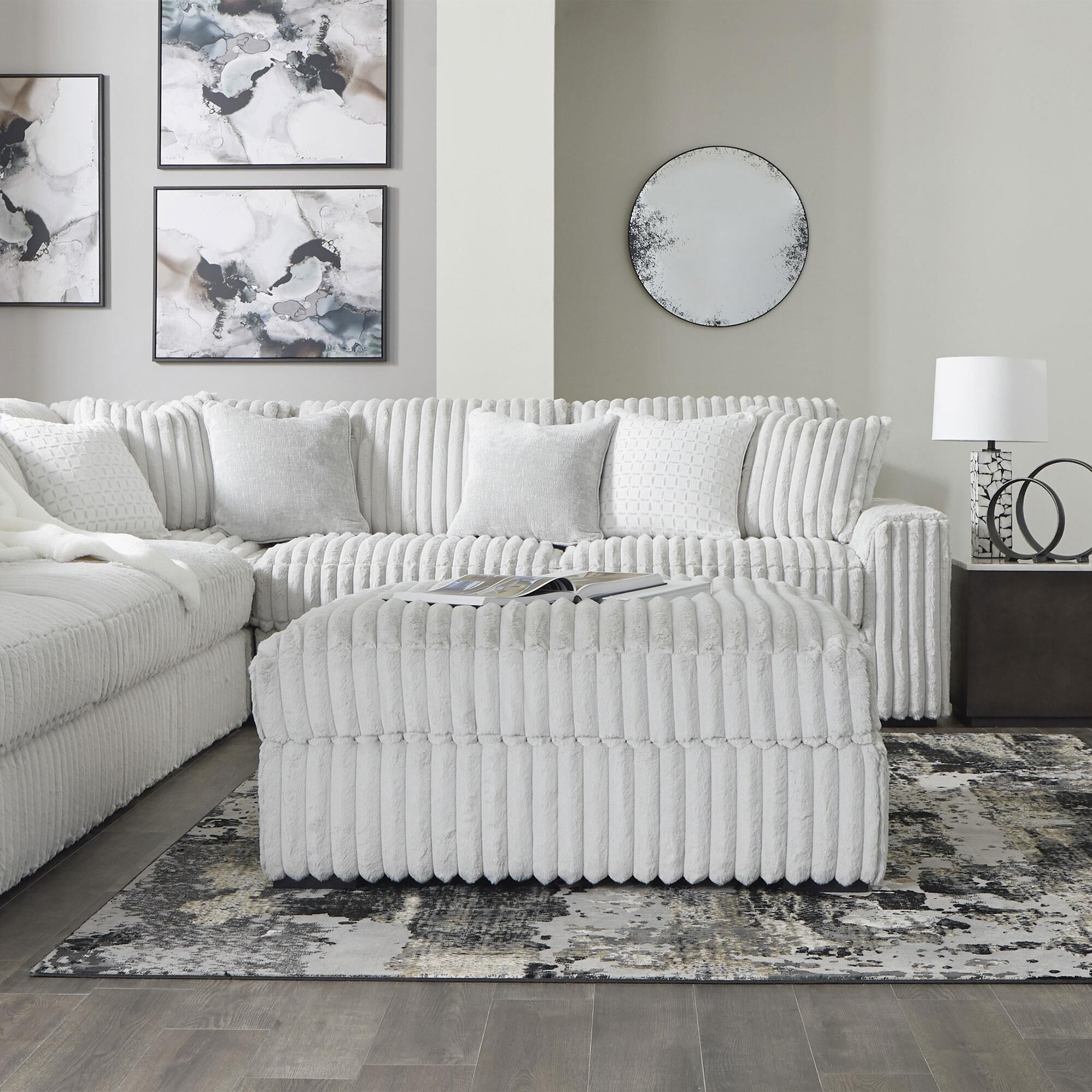 Ashley Stupendous Oversized Accent Ottoman in Alloy