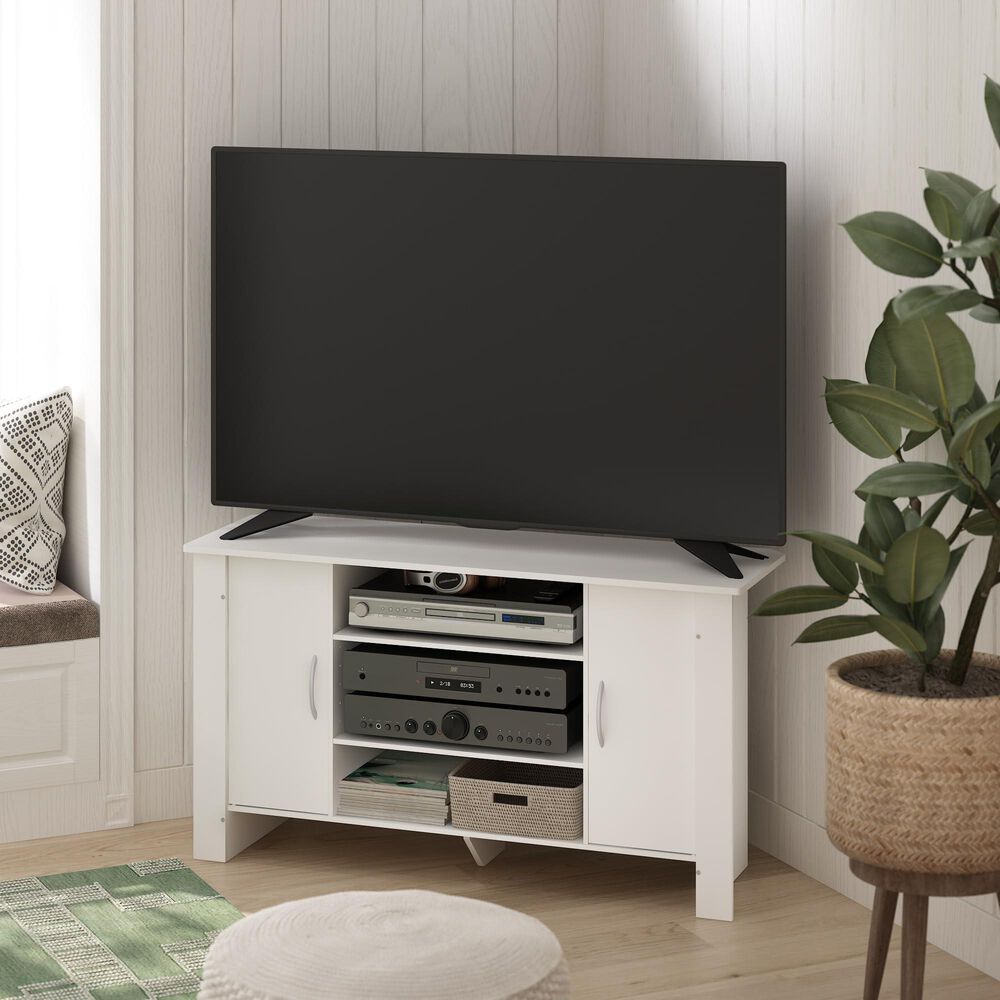 HOMLUX 42.1" Modern TV Stand Entertainment Center with 2-Door in White, , large