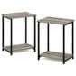 HOMLUX 2-Tier Metal Frame End Table with Open Shelf in French Oak Grey and Black (Set of 2), , large