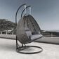 Leisuremod 57" Patio 2-Seat Hanging Egg Swing Chair with Charcoal Blue Cushion in Charcoal, , large