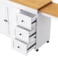 HOMLUX 74.8" Kitchen Island with Extendable Dining Table in White and Natural, , large