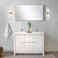 Lexora Home Lafarre 48" Double Bathroom Vanity in Navy Blue with 2 cm White Cultured Marble Top, Rectangular Sinks and 43" Mirror, , large