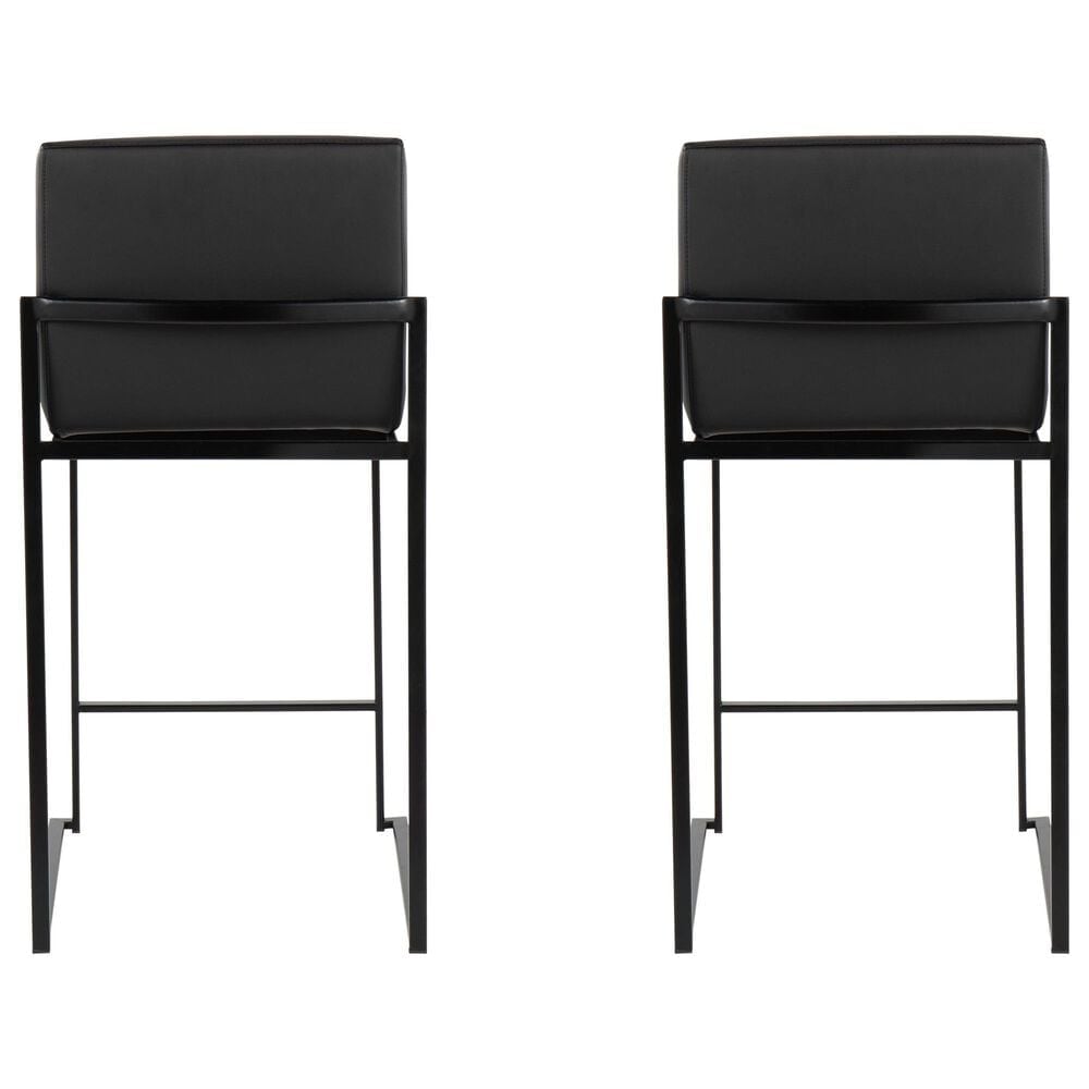 Lumisource Fuji Stackable Counter Stool with Black Faux Leather Cushion in Black &#40;Set of 2&#41;, , large