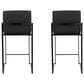 Lumisource Fuji Stackable Counter Stool with Black Faux Leather Cushion in Black (Set of 2), , large