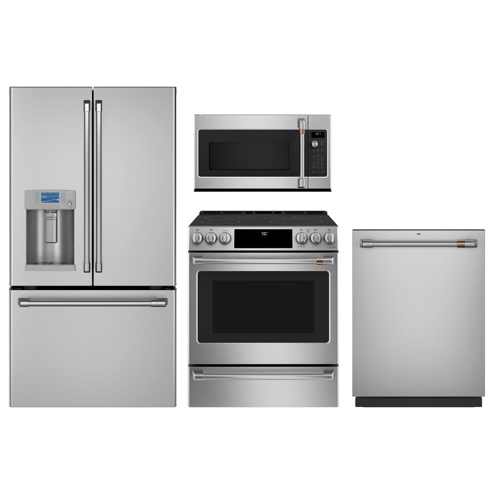 Cafe 4-Piece Kitchen Package with 22.1 Cu. Ft. French Door Refrigerator and Electric Range in Stainless Steel, , large
