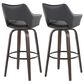 LumiSource Mustang 30" Swivel Bar Stool with Black Faux Leather Upholstery in Glazed Walnut and Black (Set of 2), , large