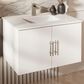 Lexora Home Geneva 30" Single Bathroom Vanity in Glossy White with 2 cm White Cultured Marble Top and Rectangular Sink, , large