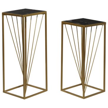 Uma Enterprises Pedestal Table in Gold and Black (Set of 2), , large
