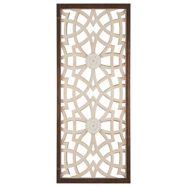 Hampton Park Damask 37.75" x 15.75" Geometric Wall Art in Brown and Ivory, , large