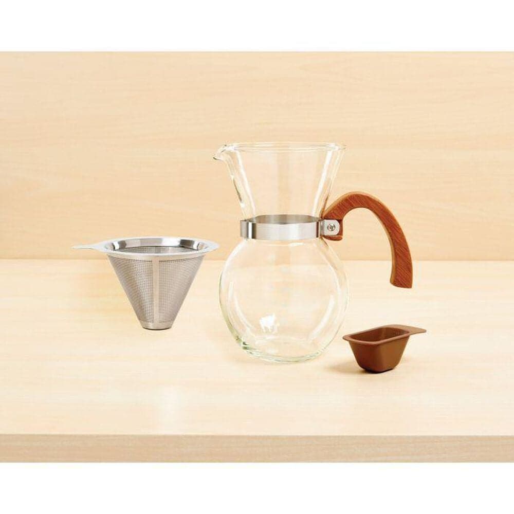 Fino 22 Oz Pour-Over Coffee Maker in Clear and Stainless Steel, , large