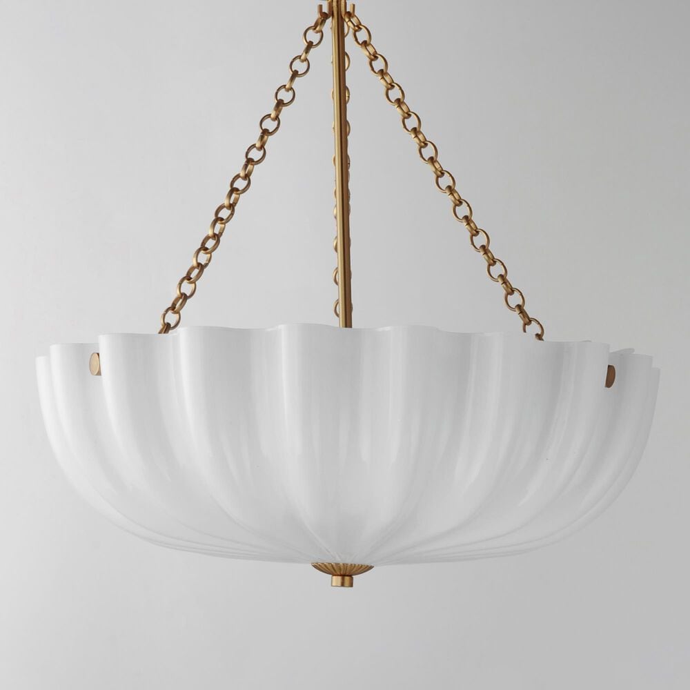 Maxim Lighting Bundt 3-Light Convertible Semi-Flush in White and Natural Aged Brass, , large
