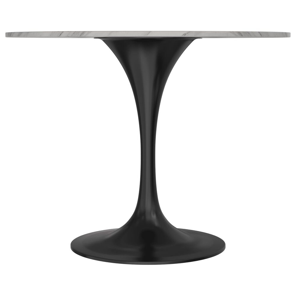 Leisuremod LeisureMod Verve Collection 36 Round Dining Table, Black Base with Sintered Stone White Top, , large