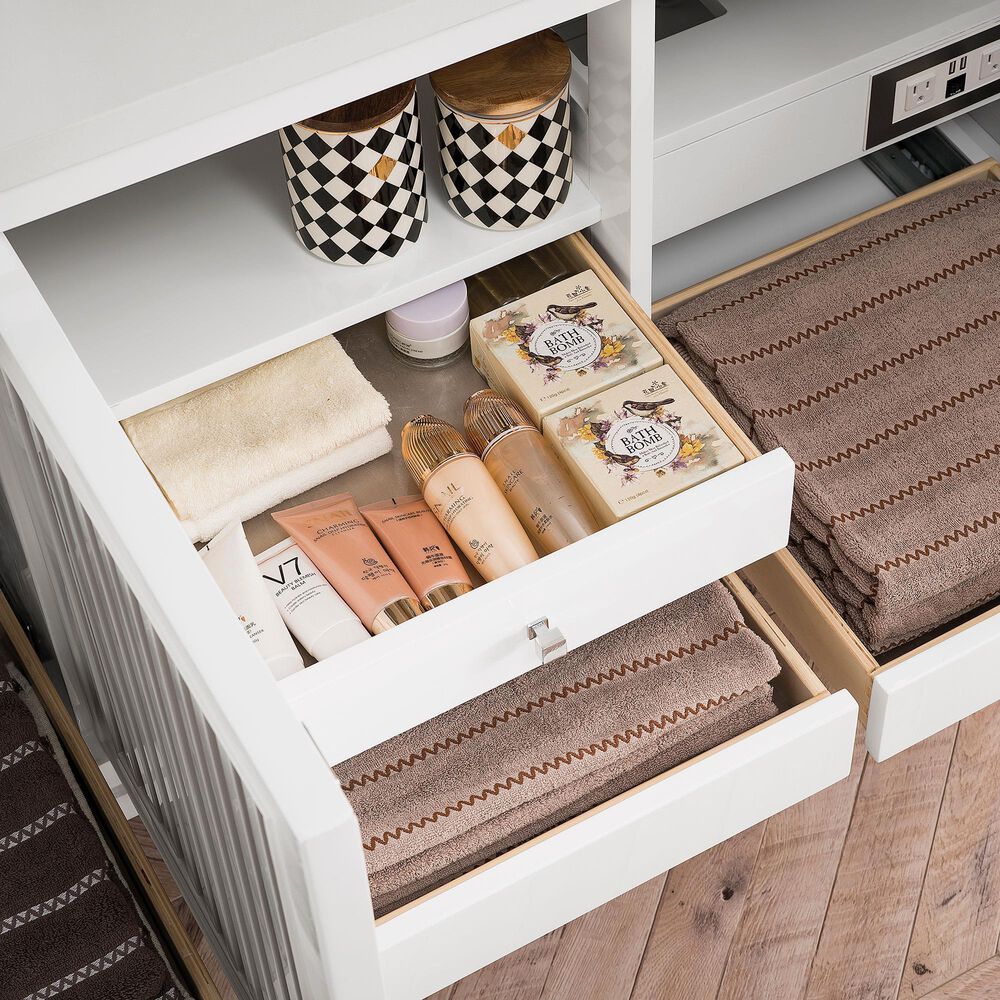 James Martin Vanities Athens 60" Single Bathroom Vanity in Glossy White with 3 cm White Zeus Quartz Top and Rectangular Sink, , large