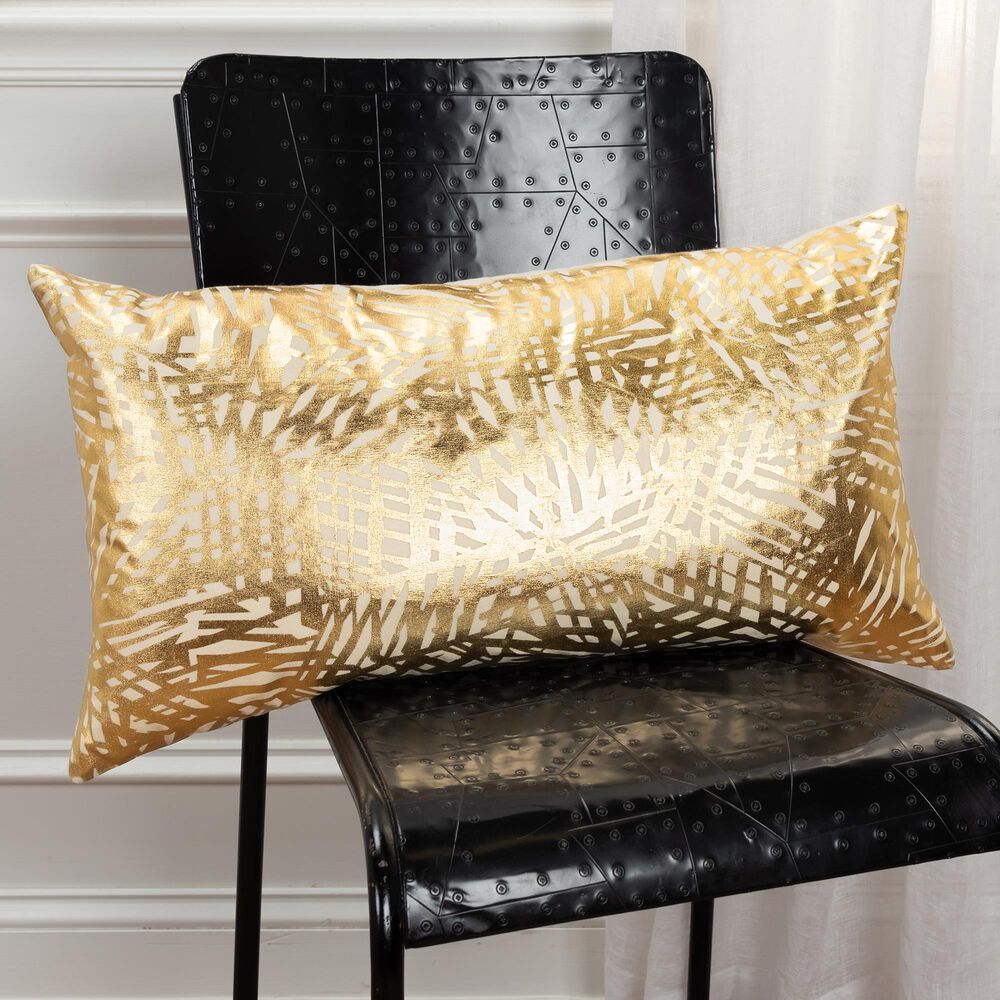 Rizzy Home Geometric 14" x 26" Pillow in Gold, , large