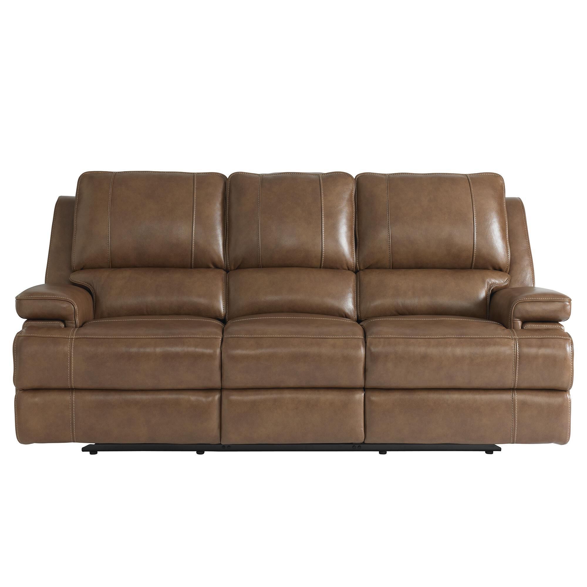 Bassett Parker Power Reclining Sofa with Headrest and Lumbar in Umber NFM