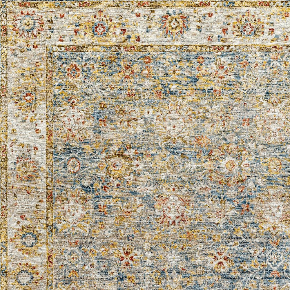 Surya Mona Lisa 5&#39;3&quot; Round Tan, Light Sage, Dark Blue, Mustard, Olive, Sage, Brick Red and Burgundy Area Rug, , large