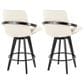 LumiSource Cosmo 26" Swivel Counter Stool with Cream Upholstery in Black (Set of 2), , large
