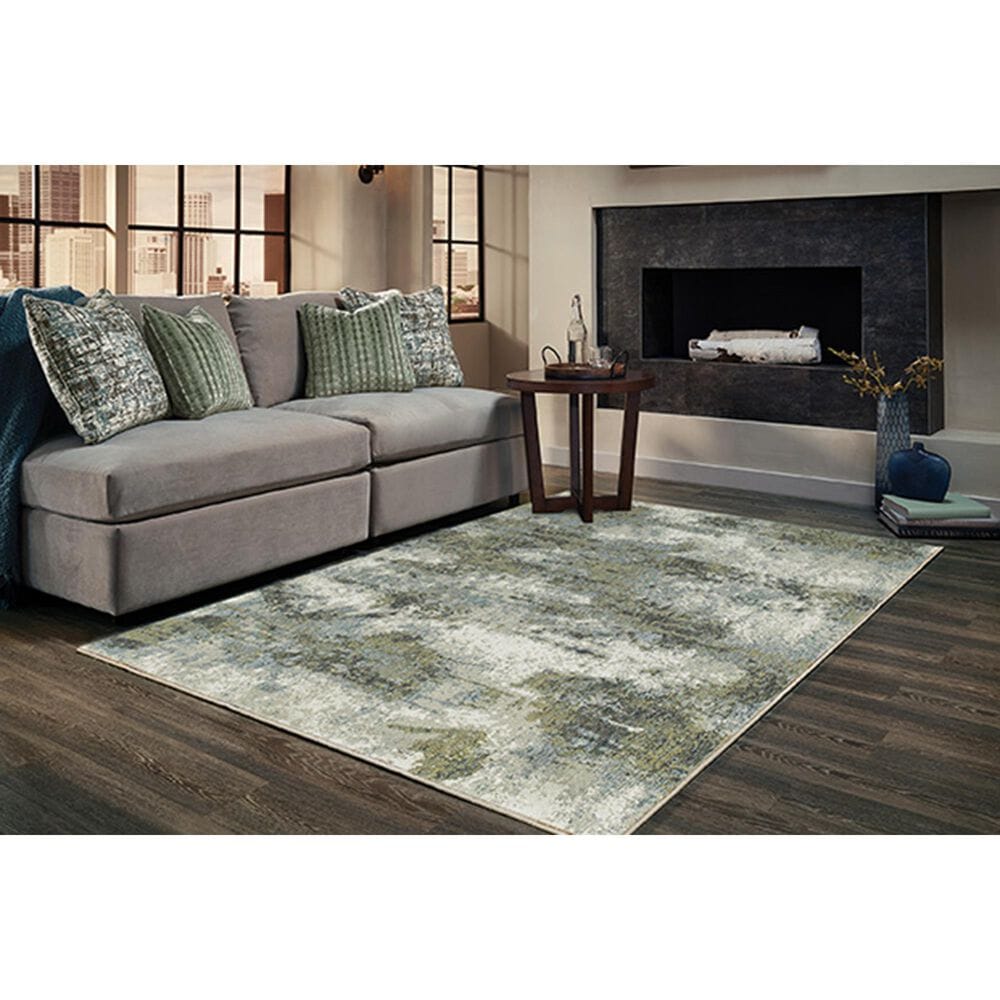 Oriental Weavers Evolution 8039E 6&#39;7&quot; x 9&#39;6&quot; Blue and Green Area Rug, , large