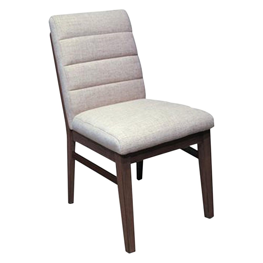 EMALD Ronan Trestle Dining Table with 6 Dining Chairs in Dark Brown Finish and Cream Upholstery, , large